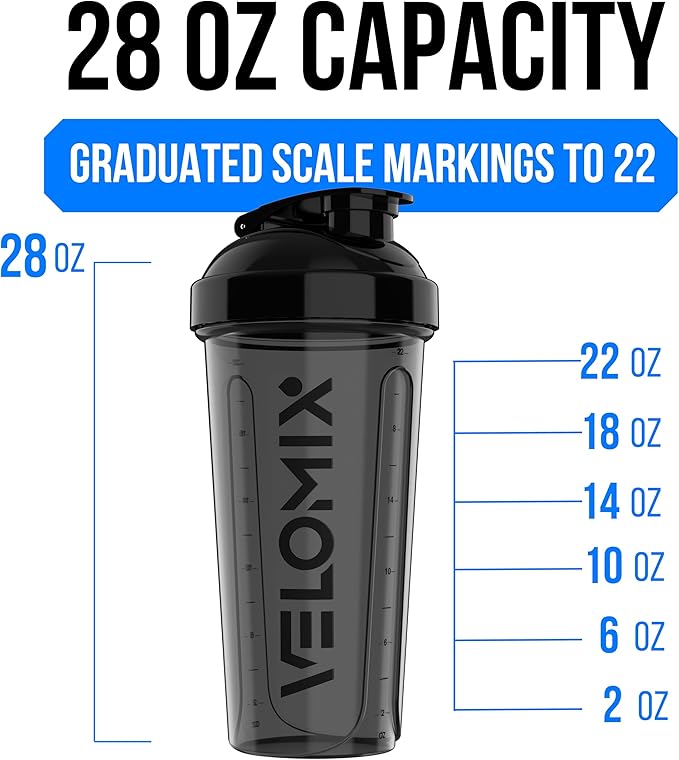 VELOMIX -2 Pack- 28 oz Protein Shaker Bottles - Image 4