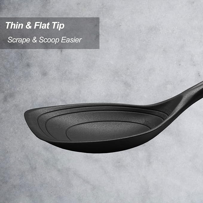 2 Pack Large Silicone Cooking Spoon, Non-Stick Slotted and Solid Spoon set - Image 4
