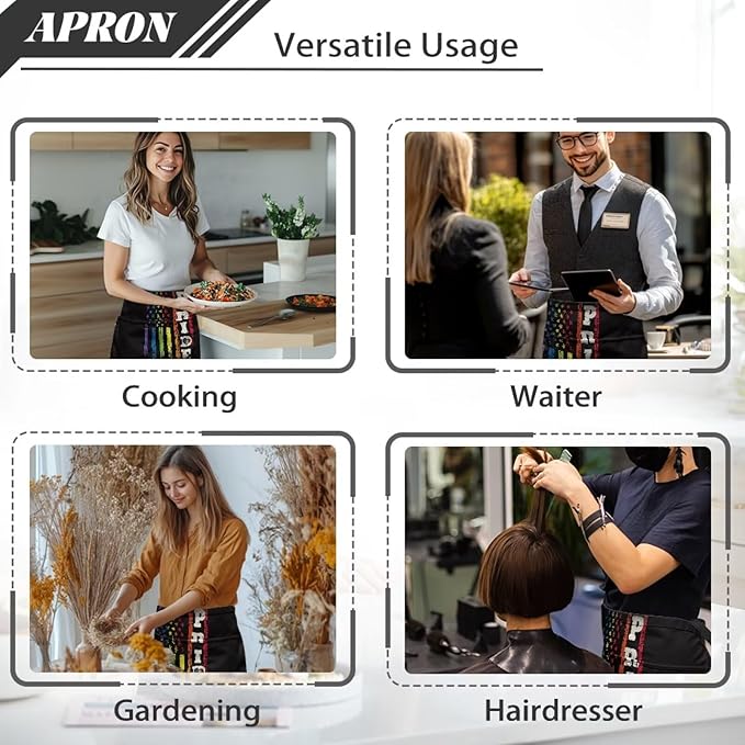 Server Apron with 3 Pockets, Waterproof Oil Waitress Waiter Half Apron - Image 5