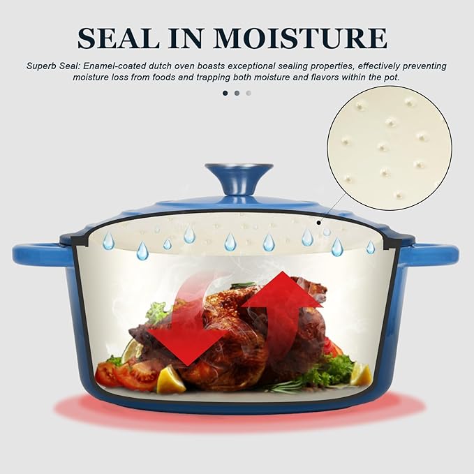Overmont Enameled Cast Iron Dutch Oven - 7QT Pot - Heavy-Duty Cookware - Image 2