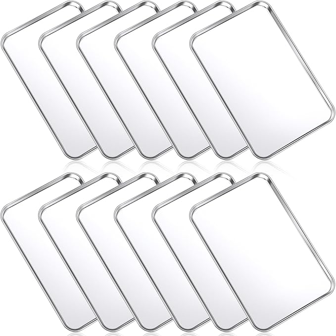 Mimorou 12 Pcs Baking Sheet Stainless Steel Cookie Small Metal Sheet Pans by Mimorou