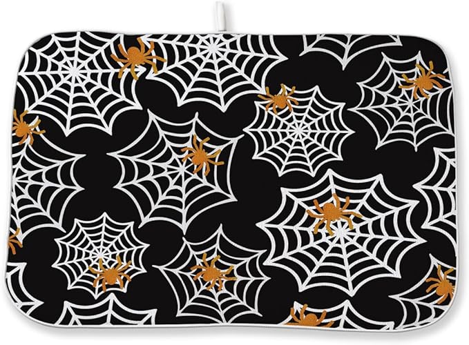 Halloween Dish Drying Mat 18 x 24 Inch Spider Web Drying Mat by Sorktse