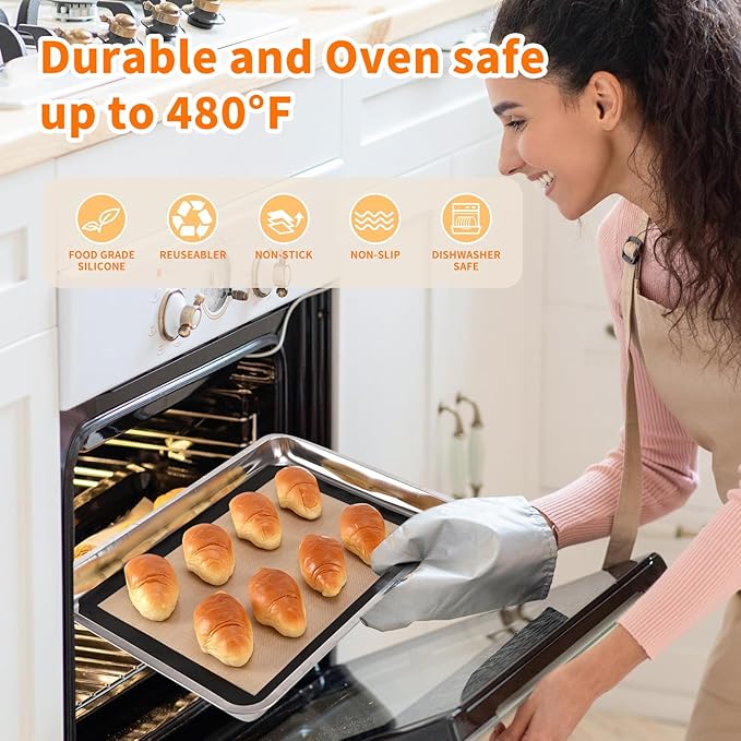 Luckyiren 2-Pack Silicone Baking Mats – Non-Stick Reusable BPA-Free Oven Liners - Image 6