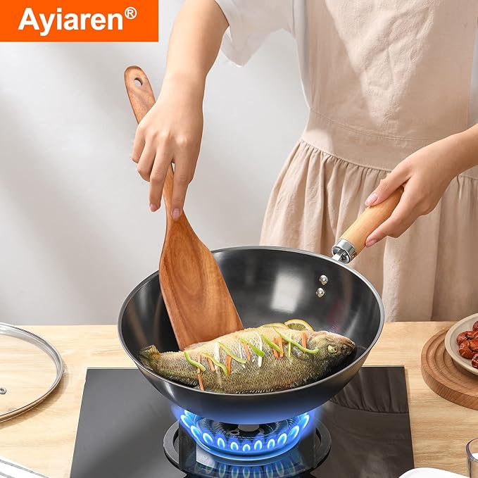 Best Non Toxic Wooden Spatula for Cooking Utensils Set Wood Spurtle Flat - Image 2
