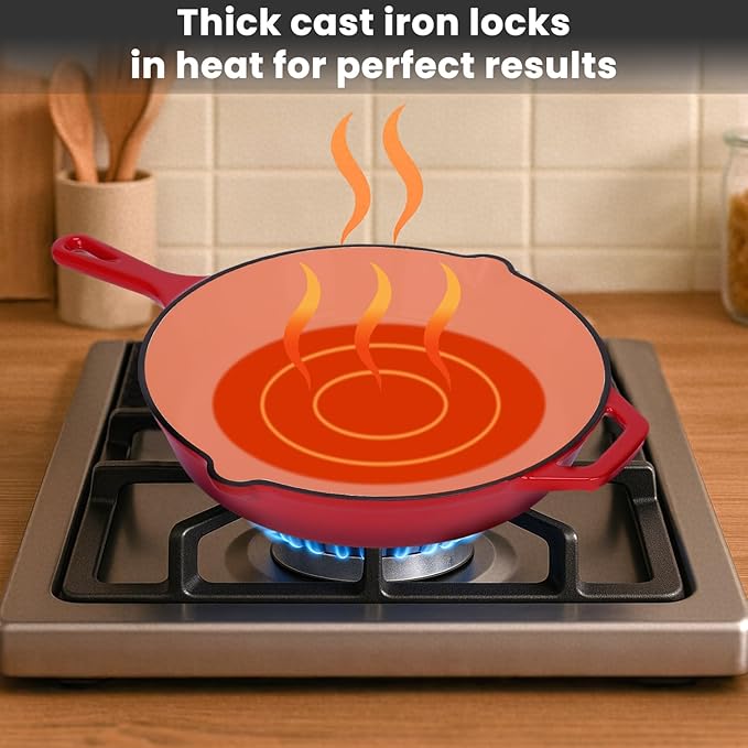 QuliMetal Nonstick Enameled Cast Iron Cookware Set, 5-Piece Pots and Pans Set - Image 3