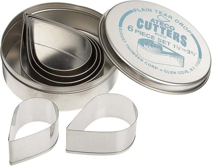 Ateco Plain Edge Tear Drop Cutters in Graduated Sizes, Stainless Steel by Ateco