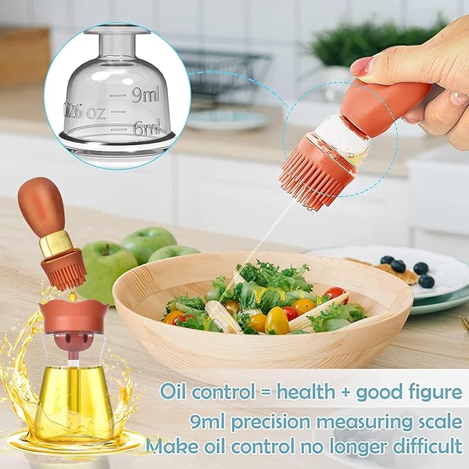 Oil Dispenser Bottle with Silicone Brush, 200ML 2 in 1 Silicone Dropper - Image 3