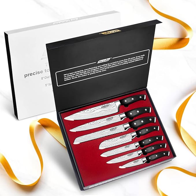 SCOLE® Chef Knife Ultra Sharp Kitchen Knife Set 7-Piece, Premium German 1.4116 - Image 7