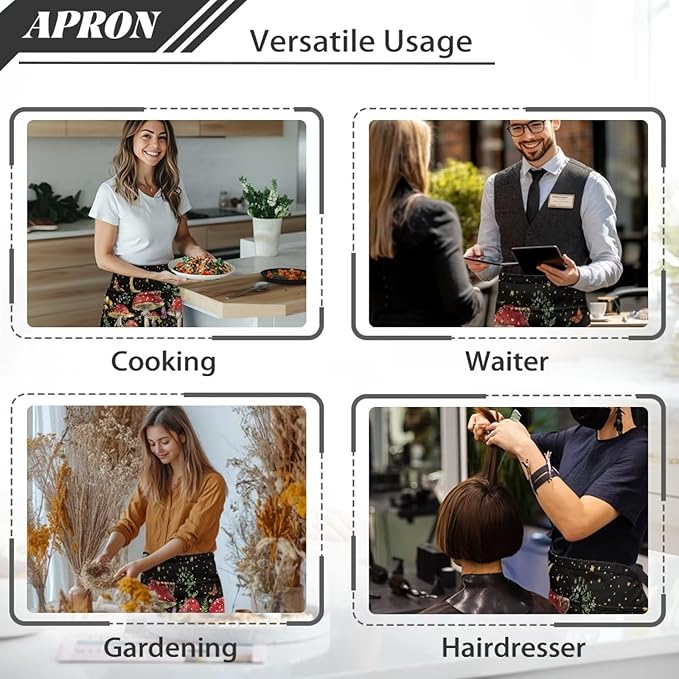 Server Apron with 3 Pockets, Waterproof Oil Waitress Waiter Half Apron - Image 5