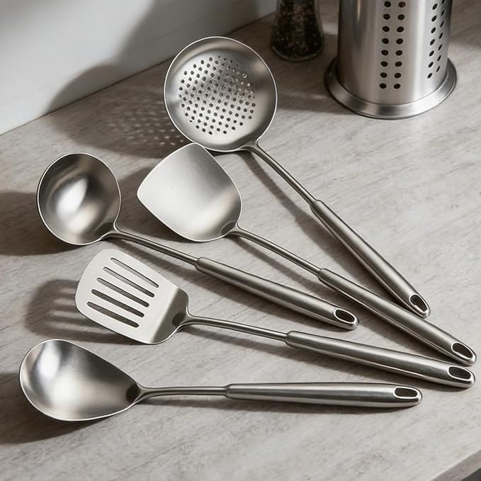 304 Stainless Steel Cooking Utensils Set, Mirror Polished Kitchen Gadget - Image 7