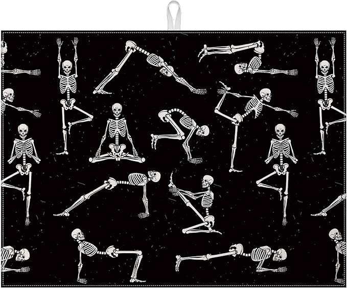 Funny Skull Yoga Dish Drying Mat by VisittheDuibelproduct