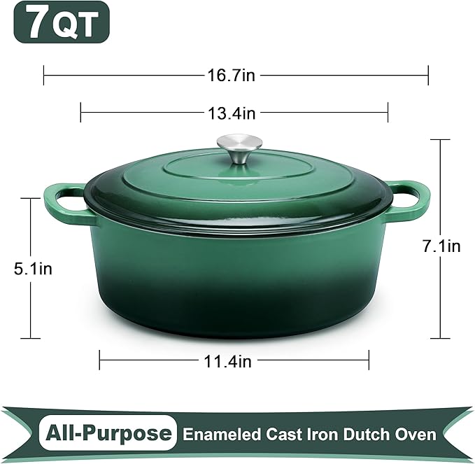 E-far 7QT Oval Dutch Oven Pot - Image 2