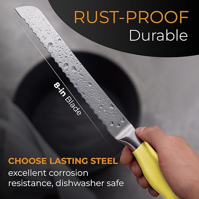 Orblue Serrated Bread Knife Ultra-Sharp Stainless Steel Professional Grade - Image 2