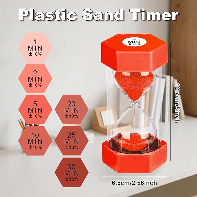 10 Minute Hourglass Sand Timer, Unbreakable Red Hourglass Sand Watch 10 Min - Image 4