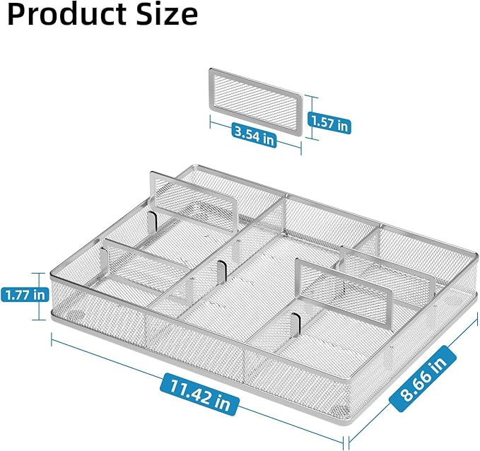 Marbrasse Desk Drawer Organizer, Metal Mesh Drawer Organizer Tray - Image 2
