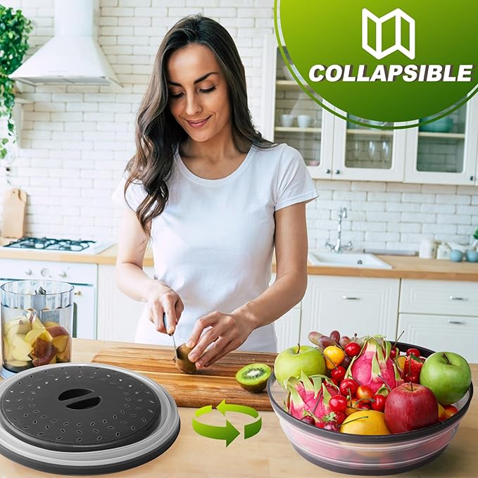 12"&10" Microwave food Cover and Mat, Large Vented Collapsible Splatter Guard - Image 3