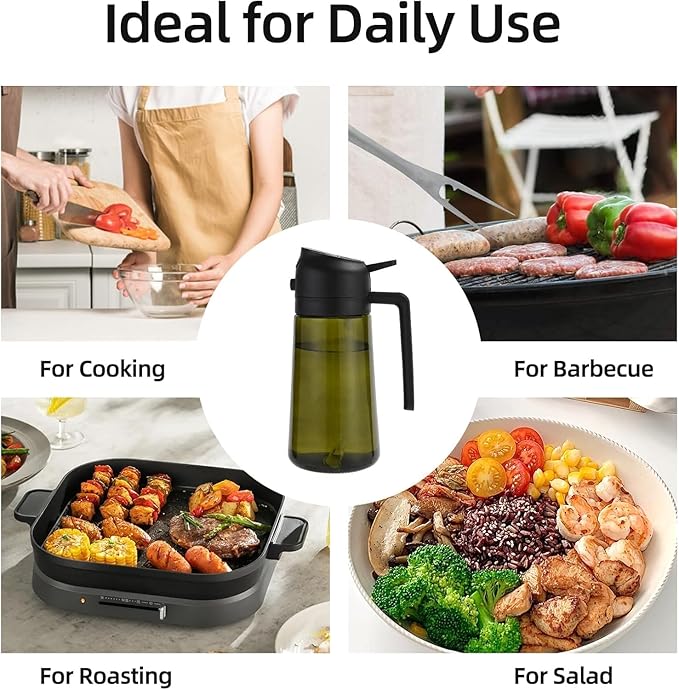 Aovdy Oil Sprayer for Cooking 16oz, 2 in 1 Olive Oil Dispenser and Oil Sprayer - Image 2