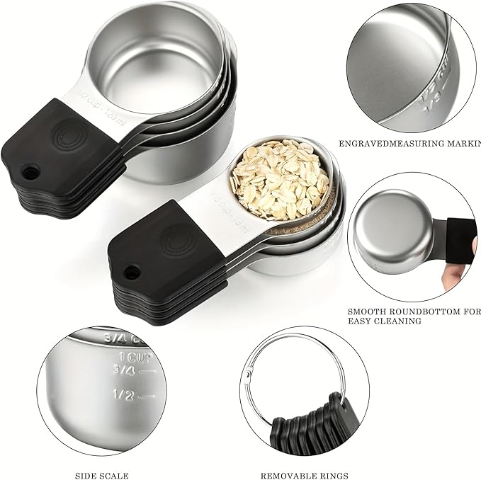 Magnetic Measuring Cups, Stainless Steel Kitchen Aid Cups Measuring set - Image 7
