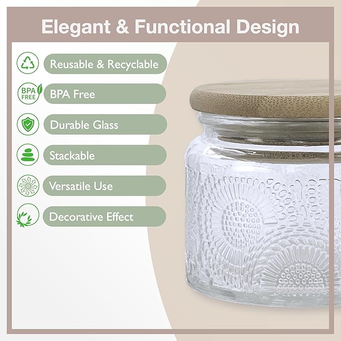 4 oz Mini Glass Jars with Airtight Bamboo Lids 24 pack, Decorative Small Food - Image 3