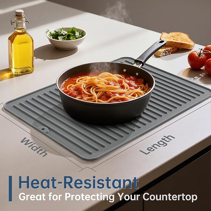 Songrey 16" x 12" Silicone Dish Drying Mat, Kitchen Counter Drying Pad - Image 5