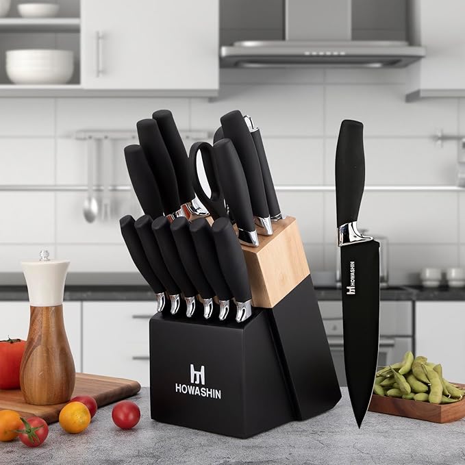 Black Knife Set, Howashin 15 Pieces Knife Sets - Image 5