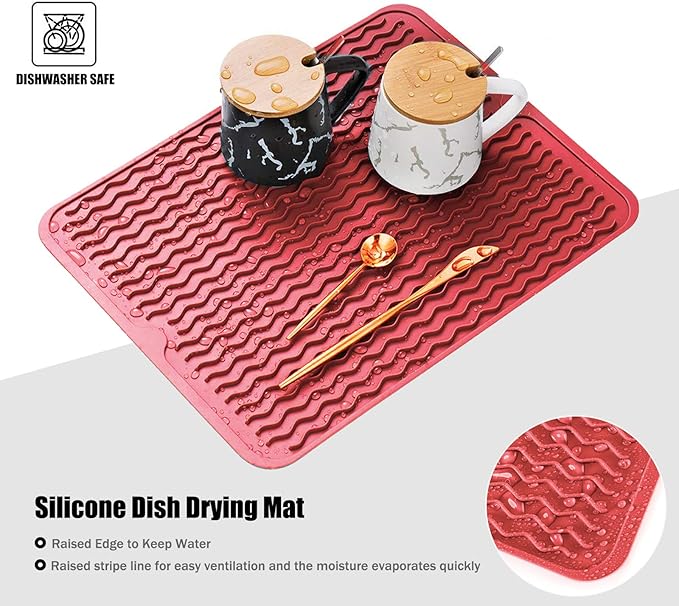 Silicone Dish Drying Mat, Non-Slip Easy Clean Sink Mat Large Heat-resistant - Image 3