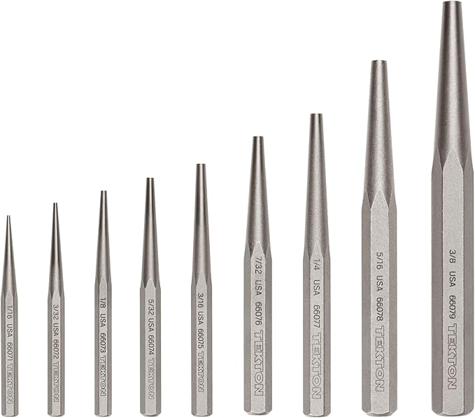 TEKTON Solid Punch Set, 9-Piece | PNC94001 | Made in USA by TEKTON