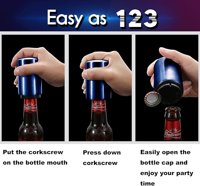 Stocking Stuffers Gift for Dad Mom, YUDANSI Push Down Bottle Opener, Automatic - Image 3