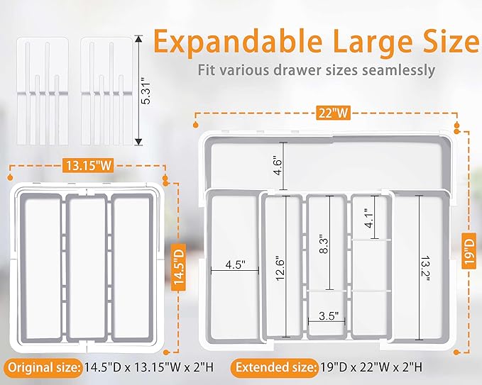 Homecor Kitchen Drawer Organizer Large Expandable Silverware Organizer - Image 2