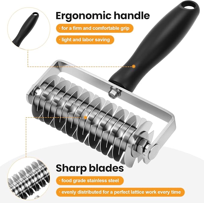 Ecavria Pastry Lattice Roller Cutter, Premium Stainless Steel Lattice Dough - Image 5