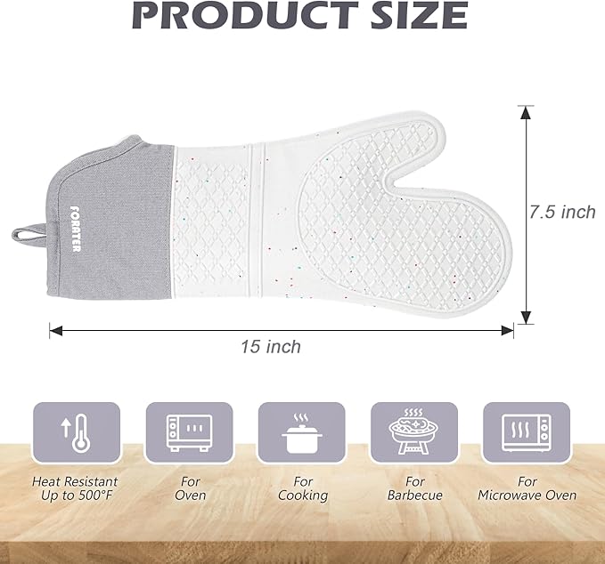 Extra Long Silicone Oven Mitts - Image 3