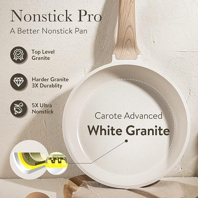 CAROTE Non Stick Frying Pan Skillet, Egg Pan Omelet Pans, Granite Cookware PFOA - Image 5