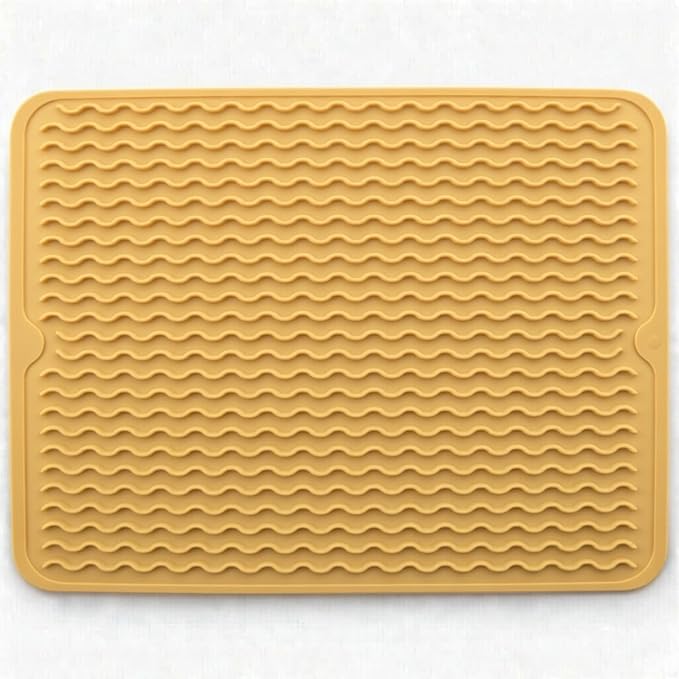 Silicone Drying Mat 16 × 12 – Yellow Tan Non-Slip Sink Mat by Unknown
