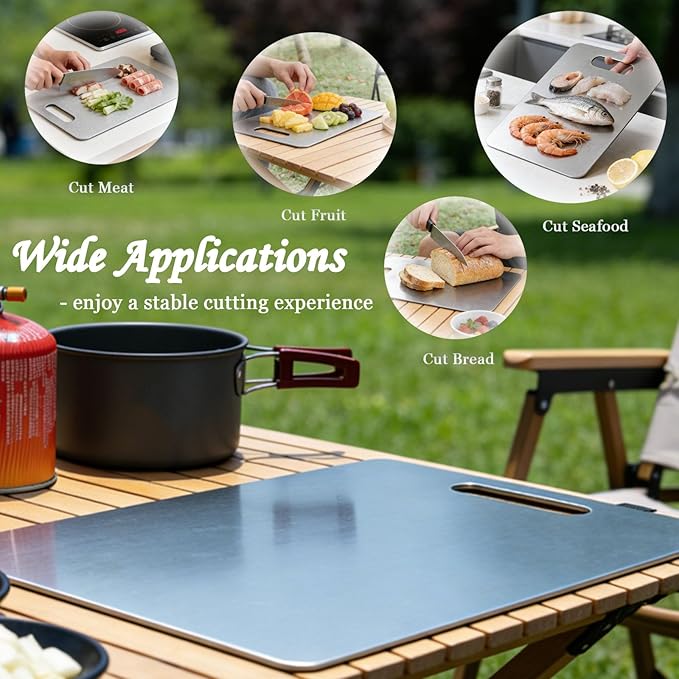 100% Pure Titanium Cutting Board Set of 2, Double-Sided Titanium Cutting Boards - Image 3