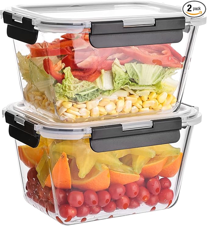Liuruiyu 2 Pack Large Glass Food Storage Containers by Liuruiyu