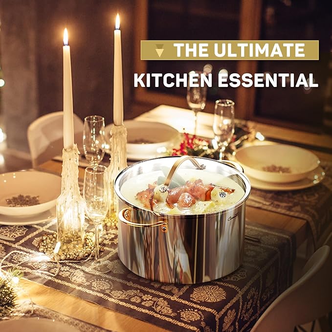 Ciwete 8 Quart Stock Pot, 3 Ply Whole Clad Stainless Steel Stock Pot, 8 QT - Image 3