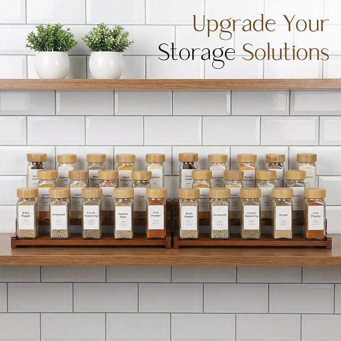 Spice Rack Kitchen Cabinet Organizer-18-Inch Bamboo Spice Organizer - Image 6