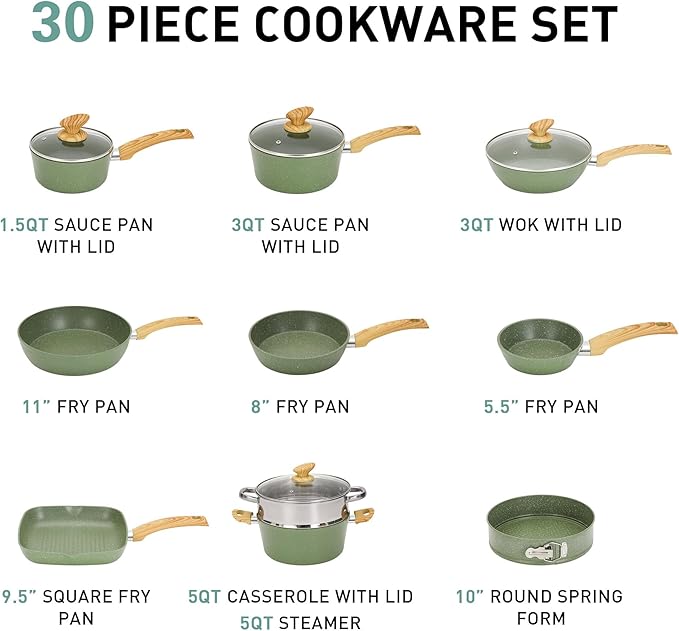 MAISON ARTS 30 Piece Pots and Pans Set Non Stick, Kitchen Cookware & Bakeware - Image 8