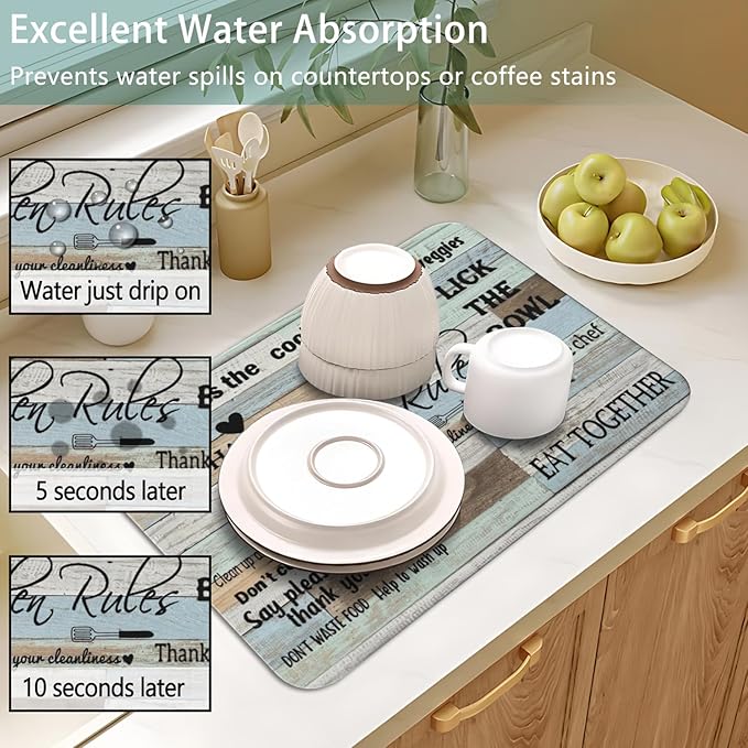 Dish Drying Mat for Kitchen Counter 2 Pack - Image 4