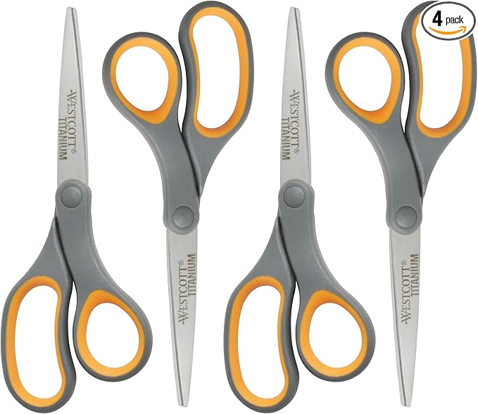 Westcott 8-Inch Titanium Bonded Straight Scissors, Soft Handle by Westcott