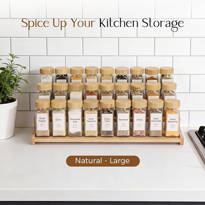 Spice Rack Organizer for Cabinet, 18in Bamboo Tiered Spice Rack，Used for - Image 4