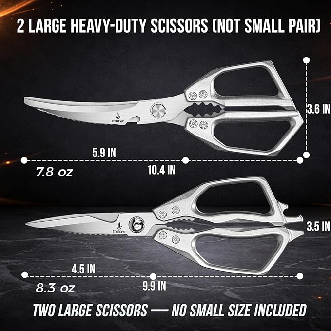 Heavy Duty Kitchen Shears for Bone Cutting, 2 Pack Ultra Sharp Poultry Scissors - Image 5
