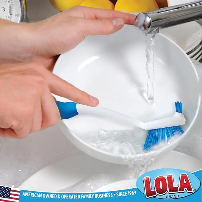Dish Brush Scrubber for Kitchen, 4 Pack, by LOLA, Has Stiff Bristles & Food - Image 4