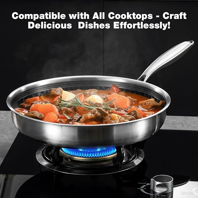 DELARLO 10 inch Tri-Ply Stainless Steel Frying Pan - Image 5