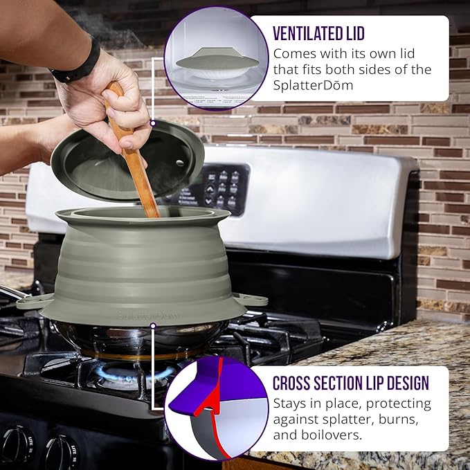 L.I.Q Silicone Splatter Guard – Fits 10 and 12 Inch Pots – Microwave Safe and - Image 5