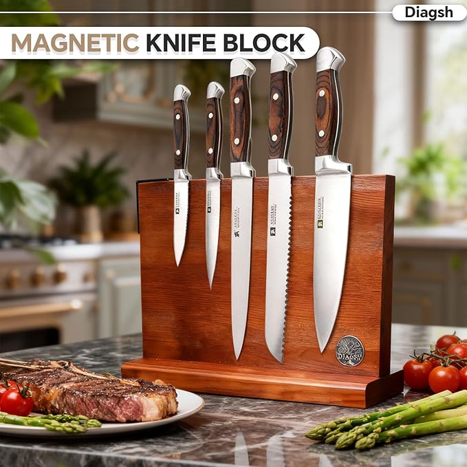 Knife Set with Block, Magnetic Knife Block Set with Knives - Image 3