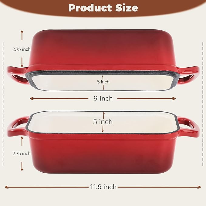 Cast Iron Bread Loaf Pan with Lid, 2 In 1 Loaf Pans - Image 2