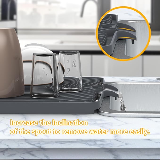 Silicone Dish Drying Mat for Kitchen Counter, Dish Drying Rack Matt - Image 3