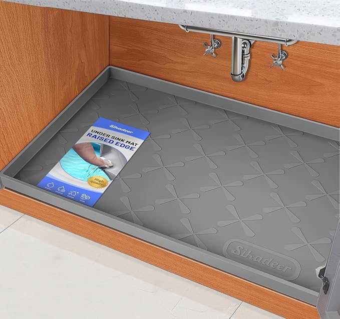 SIKADEER 31" x 19" Under Sink Mat Waterproof, Silicone Mat Kitchen Drawer Shelf by SIKADEER