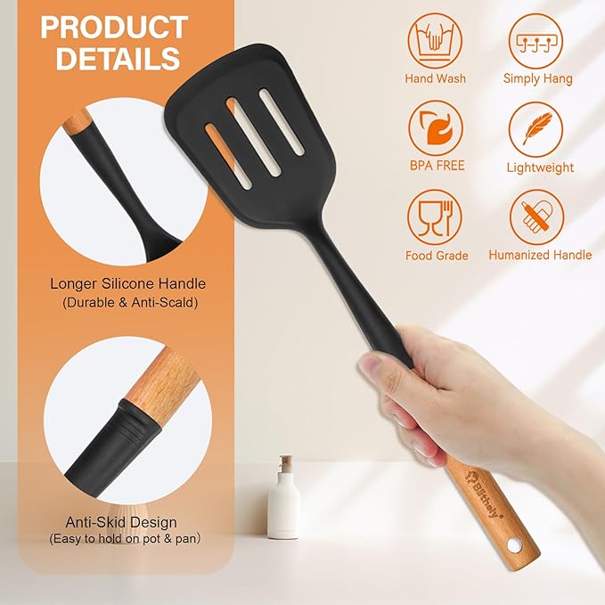 4PCS Silicone Cooking Utensils Set, Large Nonstick Spatula Spoons Set - Image 2